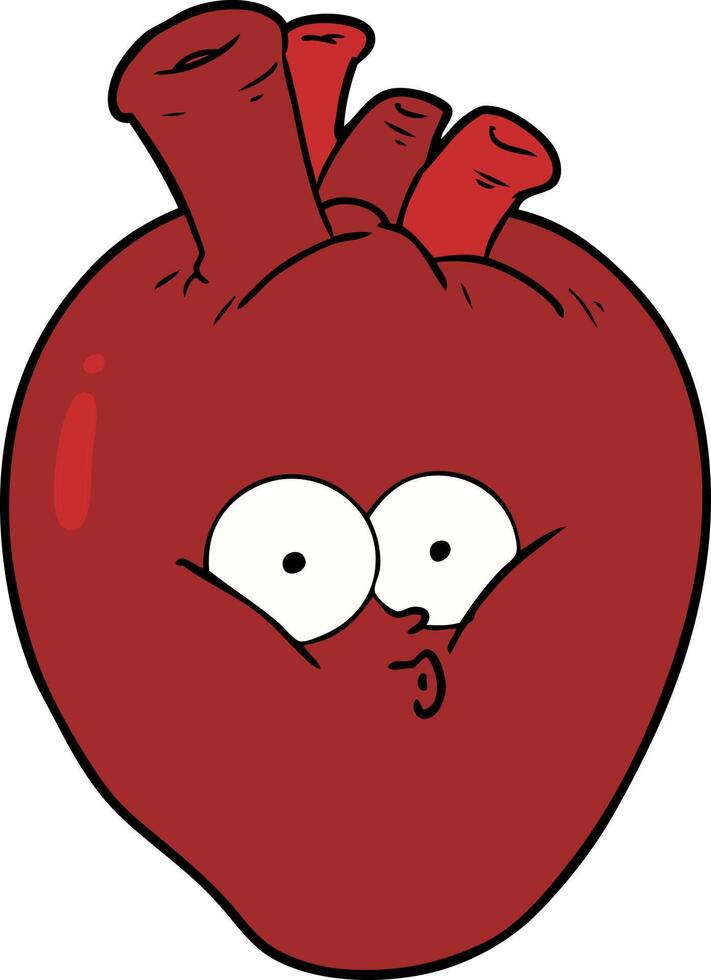 corazón confundido de dibujos animados vector