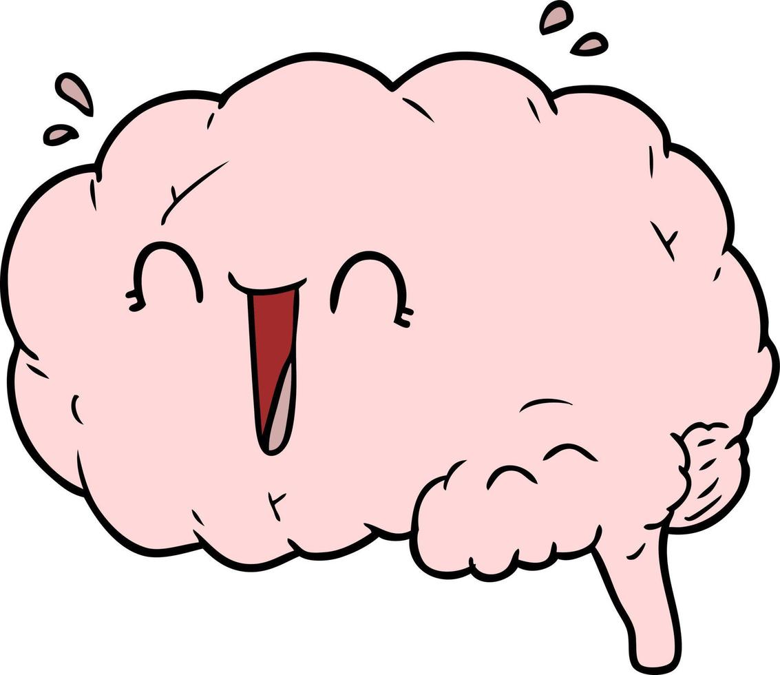 cartoon brain laughing vector