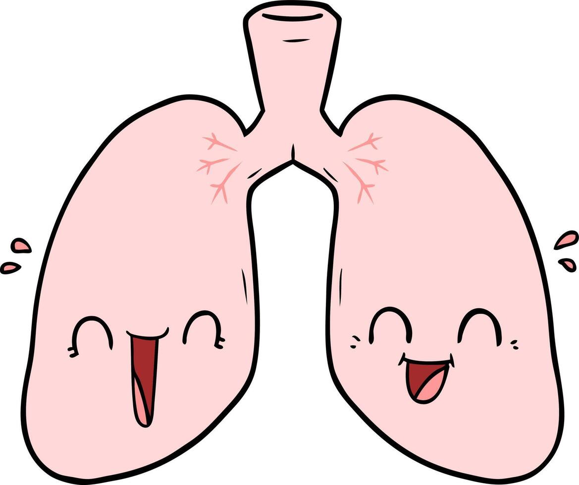 pulmones felices de dibujos animados vector