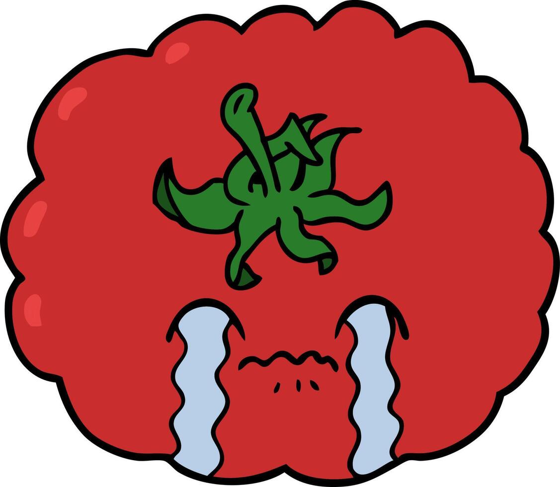 cartoon crying tomato vector