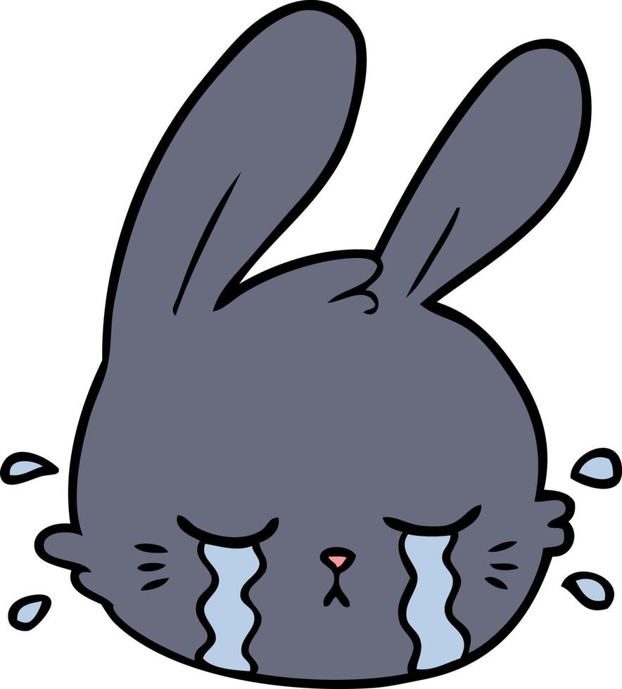 cartoon rabbit face crying vector