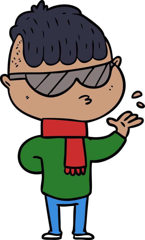 cartoon boy wearing sunglasses vector