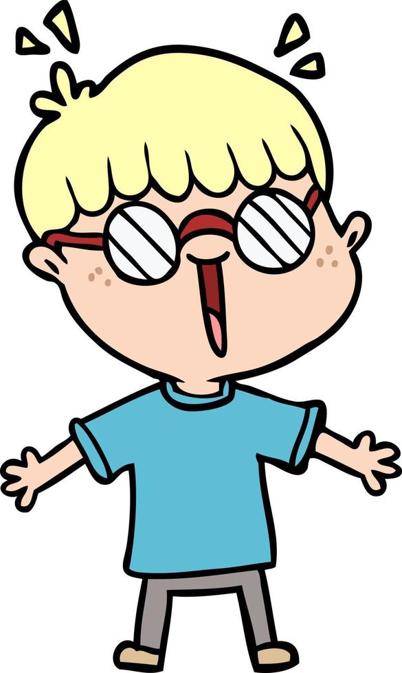 cartoon boy wearing spectacles vector