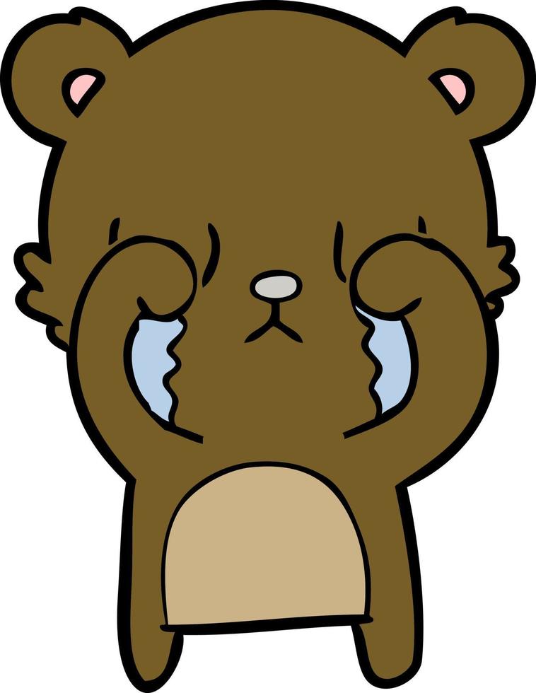 crying cartoon bear vector