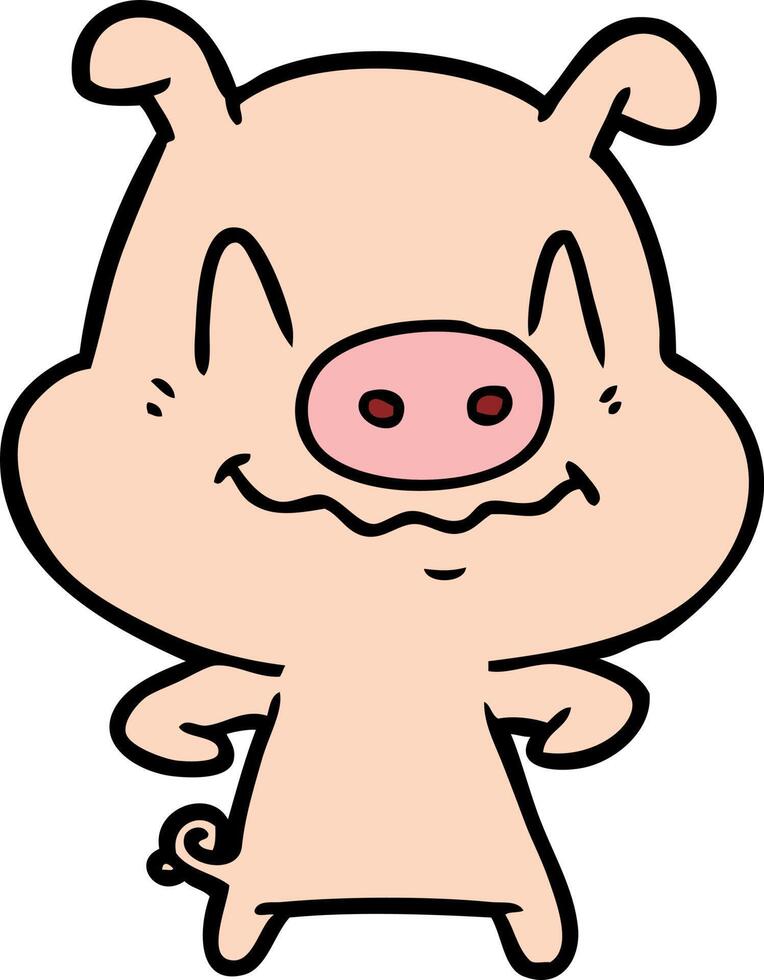 nervous cartoon pig vector