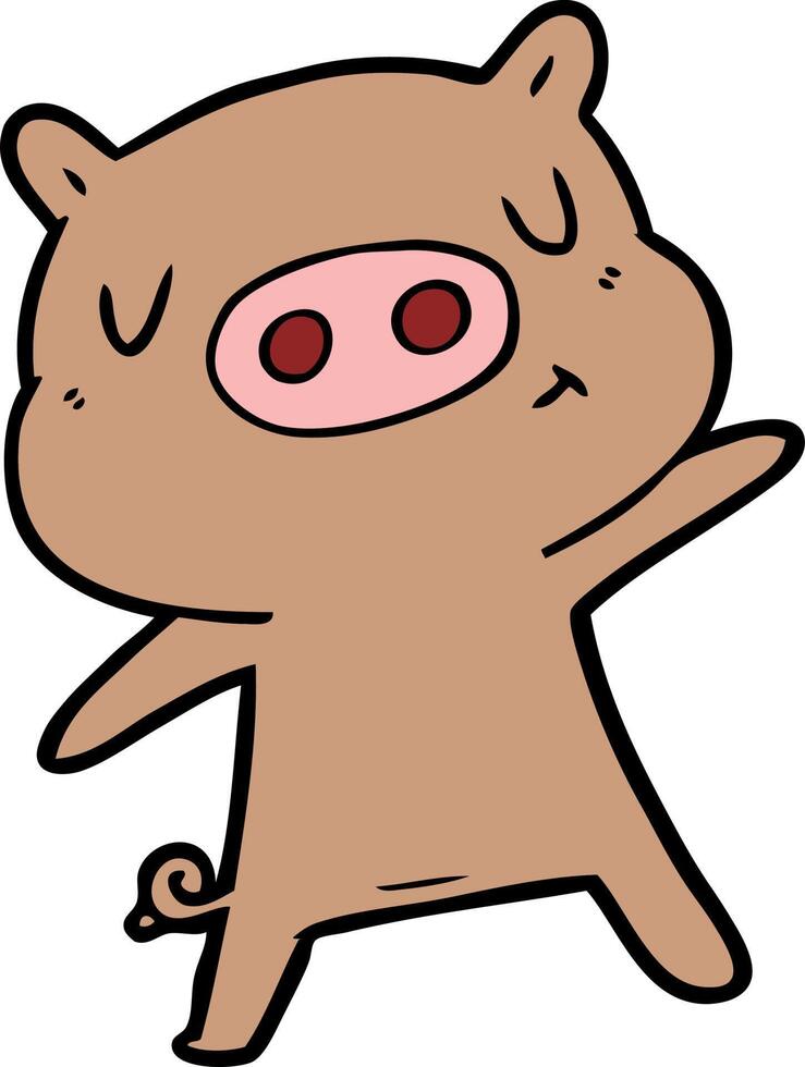 cartoon content pig vector
