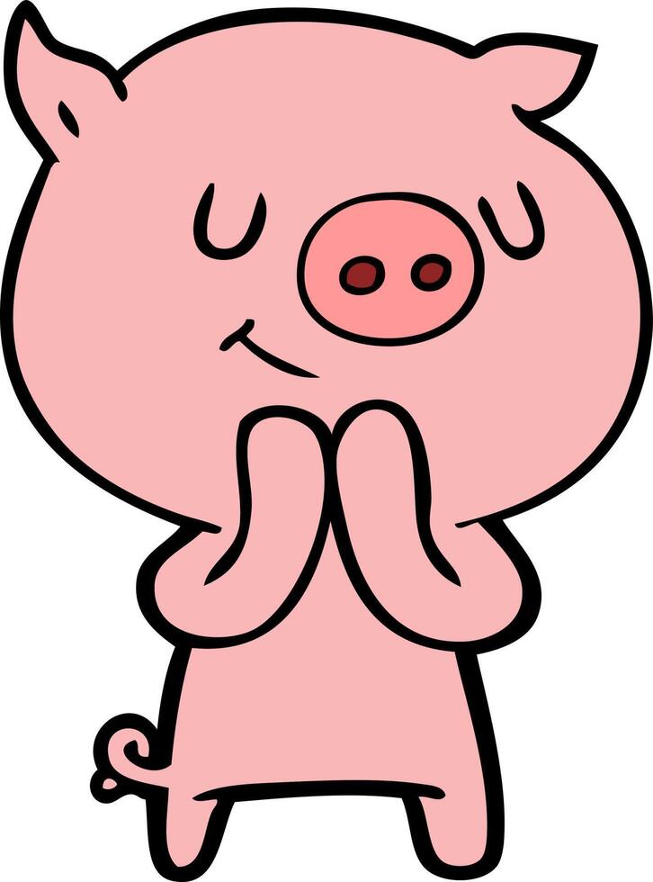 happy cartoon pig vector