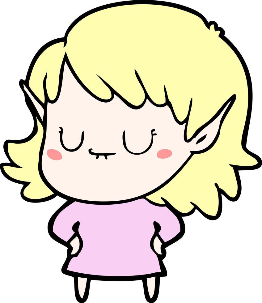 niña elfa feliz de dibujos animados vector