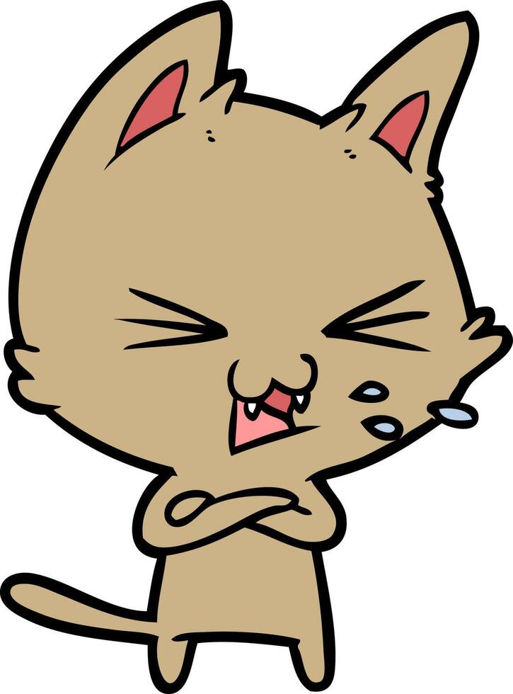 cartoon cat hissing vector