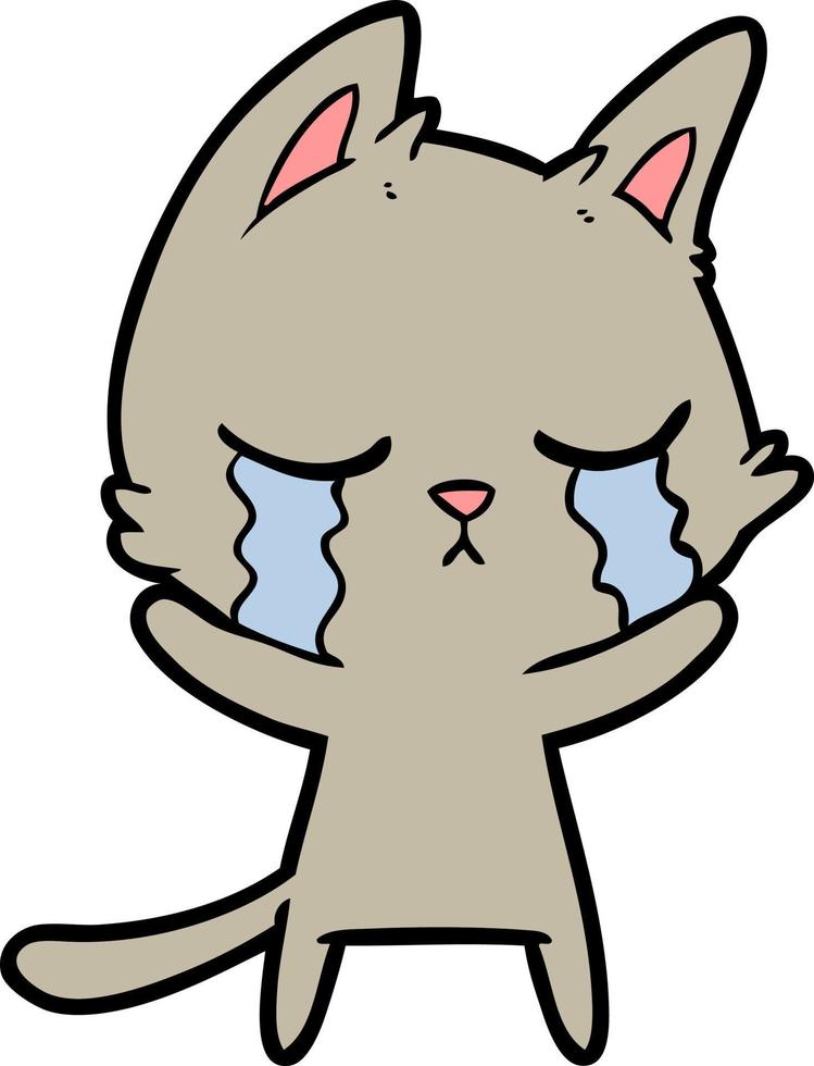 crying cartoon cat vector