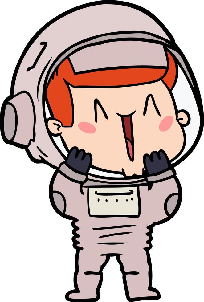 happy cartoon astronaut vector