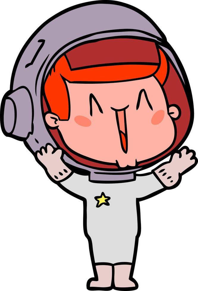 happy cartoon astronaut vector