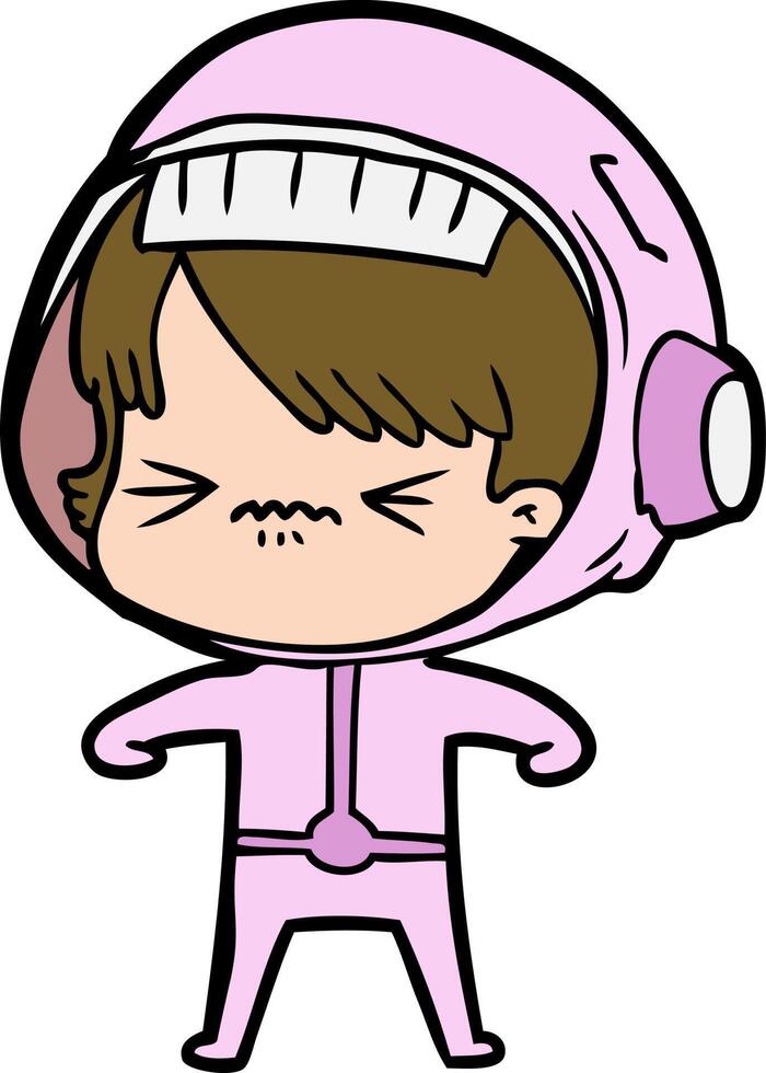 angry cartoon space girl vector