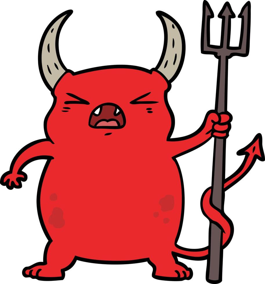 cartoon angry little devil vector