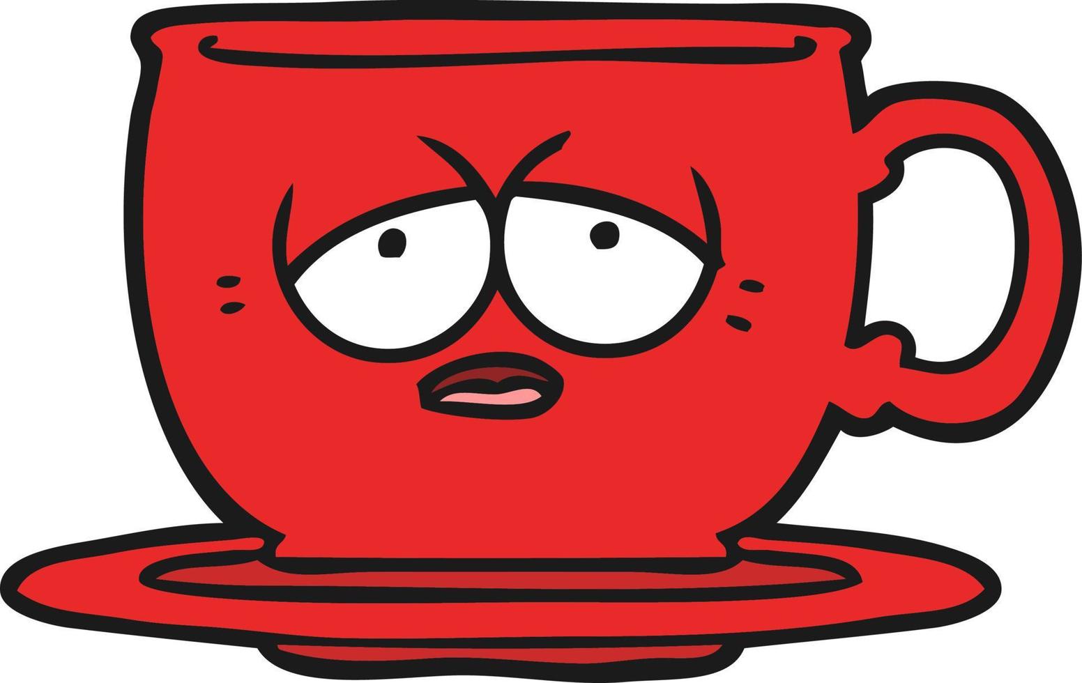 cartoon tired tea cup vector