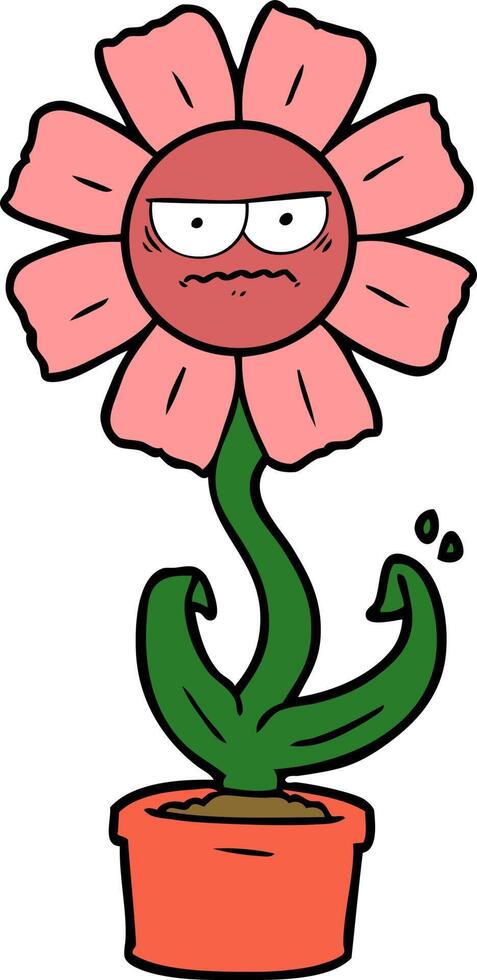 angry cartoon flower vector