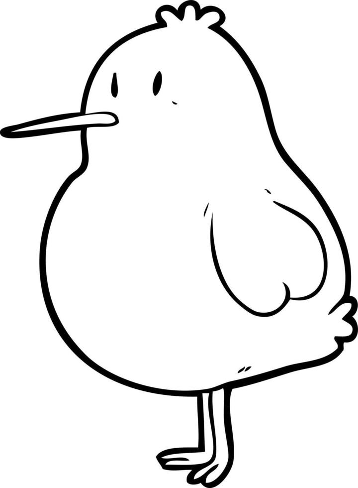 lindo dibujo lineal de un pájaro kiwi vector