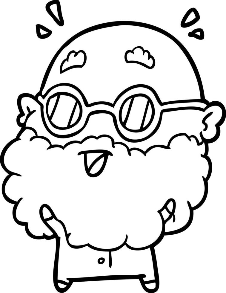 cute line drawing of a surprised old man vector