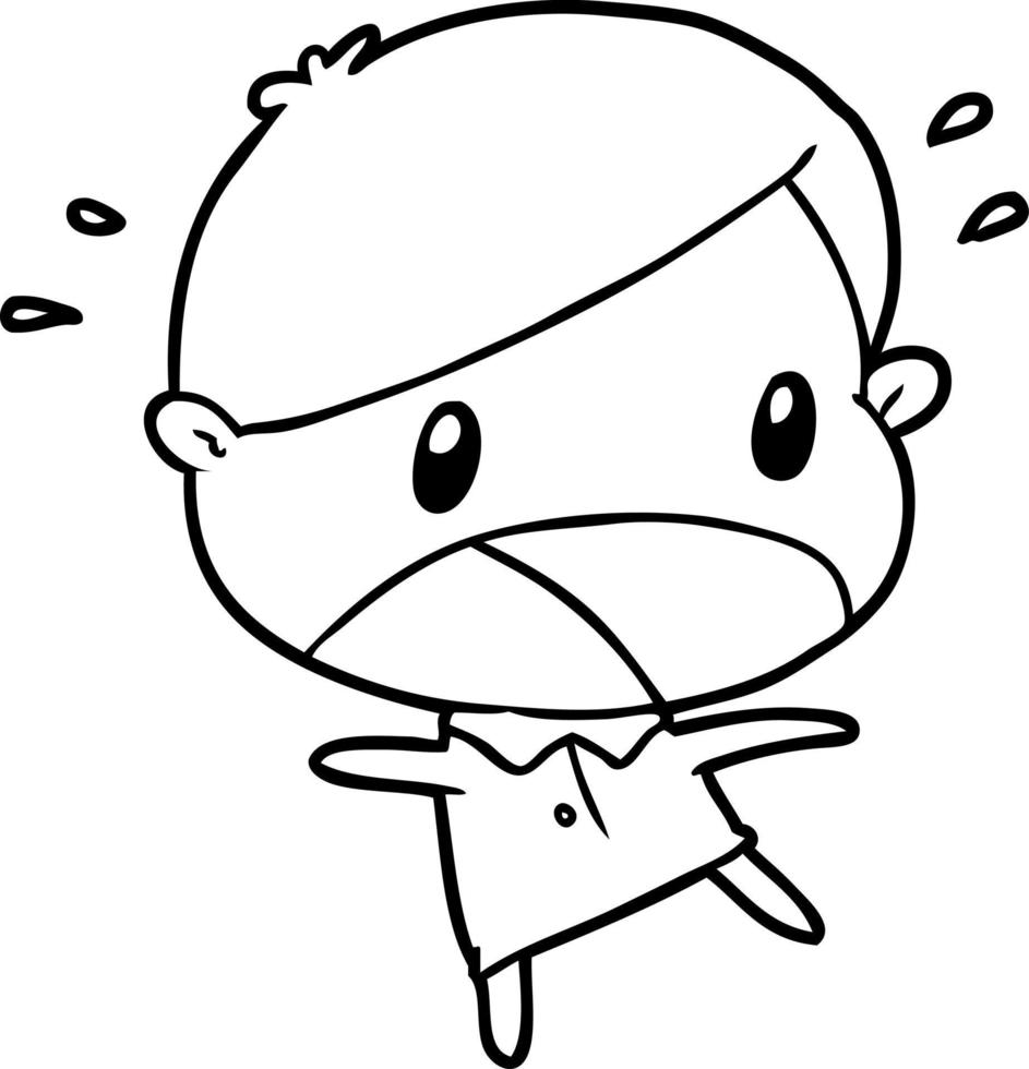 cute line drawing of a shocked man vector