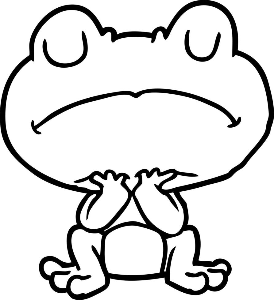 line drawing of a frog waiting patiently vector