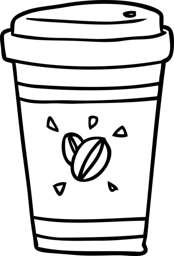 dibujo lineal de una taza de café para llevar vector