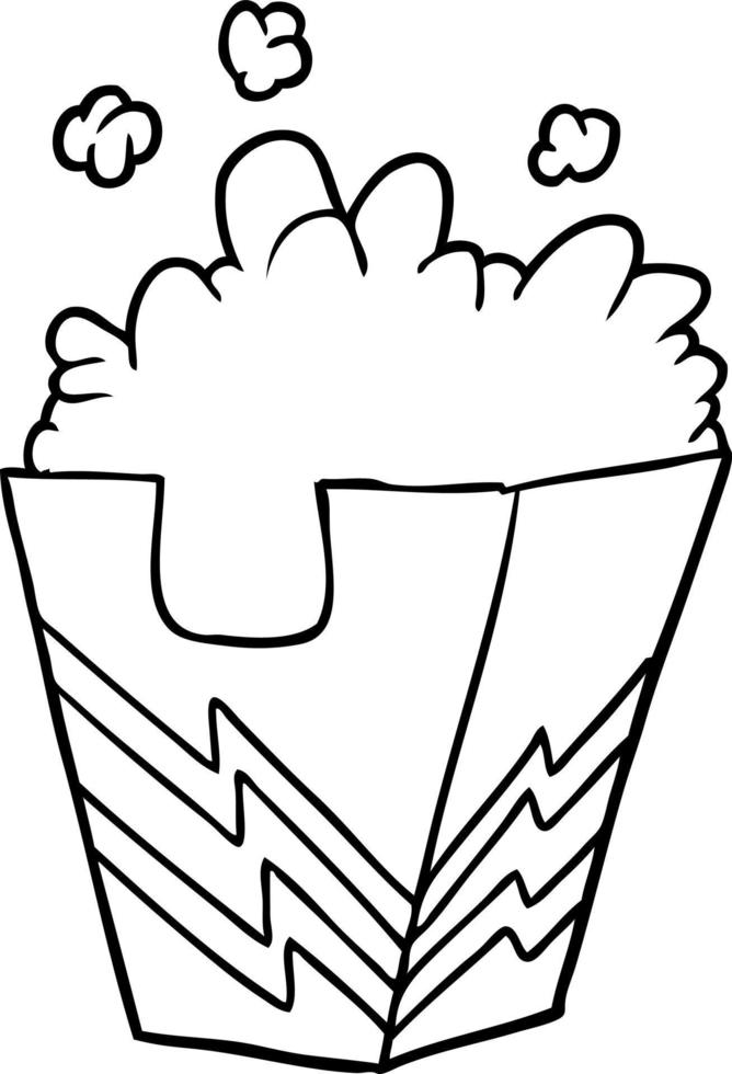line drawing of a box of popcorn vector