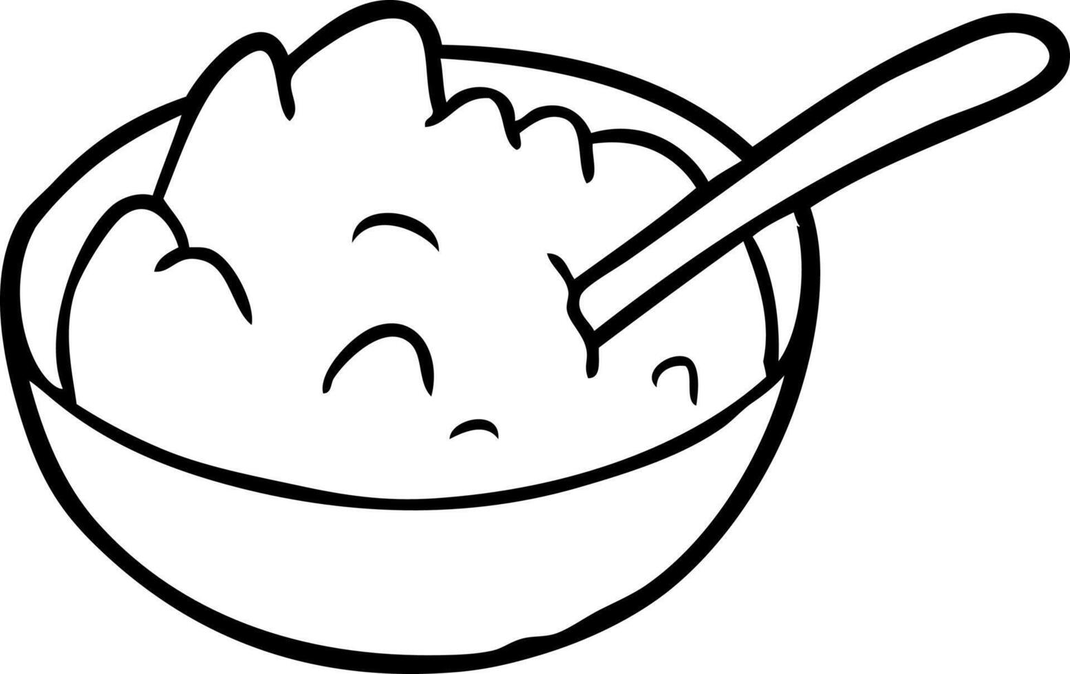 line drawing of a bowl of porridge vector