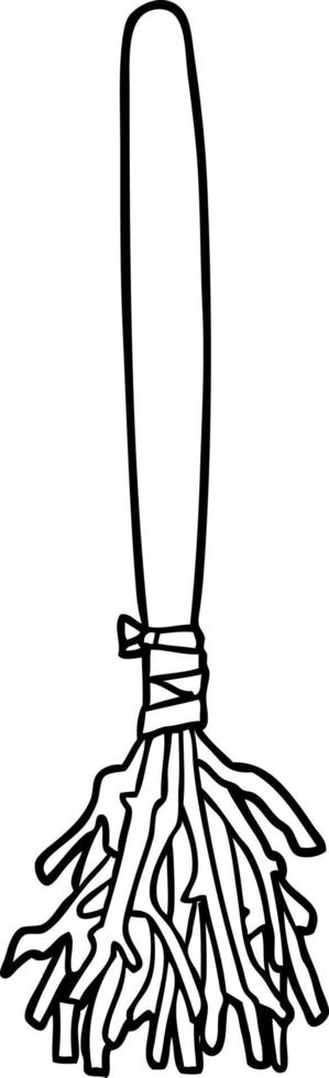 line drawing of a halloween witches broom vector