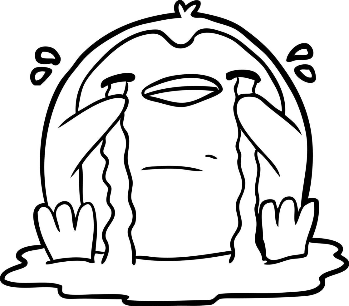 line drawing of a crying penguin vector