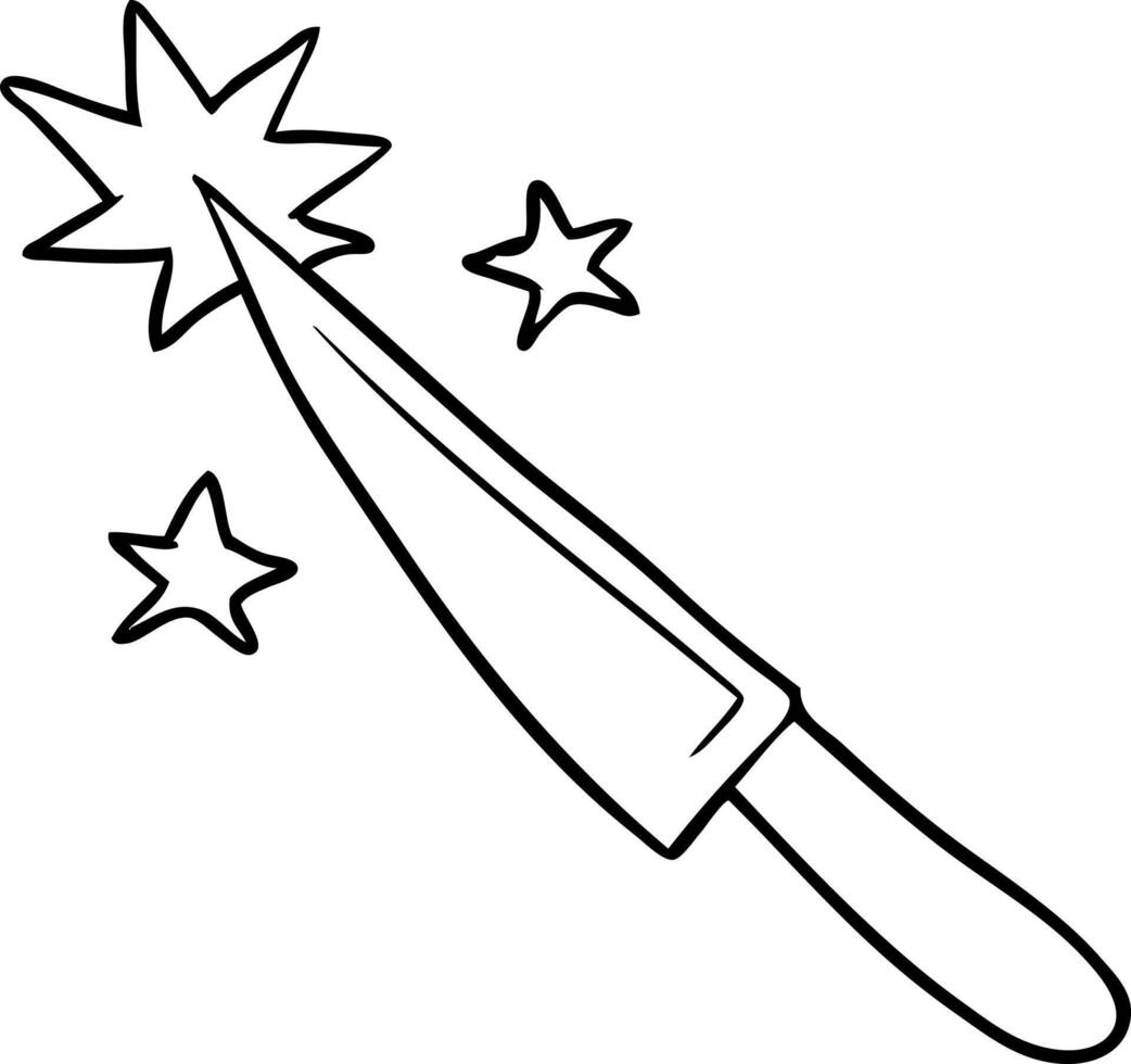 dibujo lineal de un cuchillo de cocina afilado vector