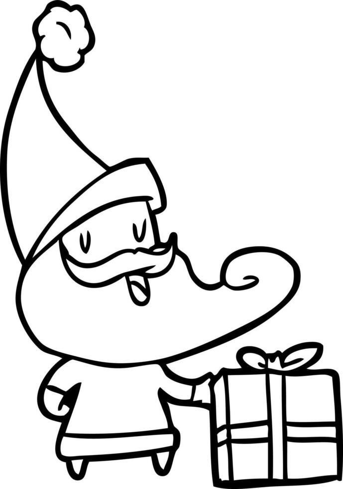 line drawing of a santa claus vector