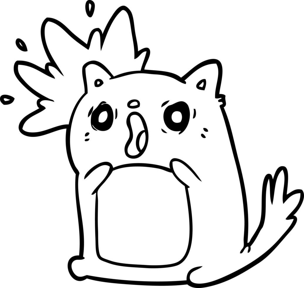 line drawing of a shocked cat amazed vector
