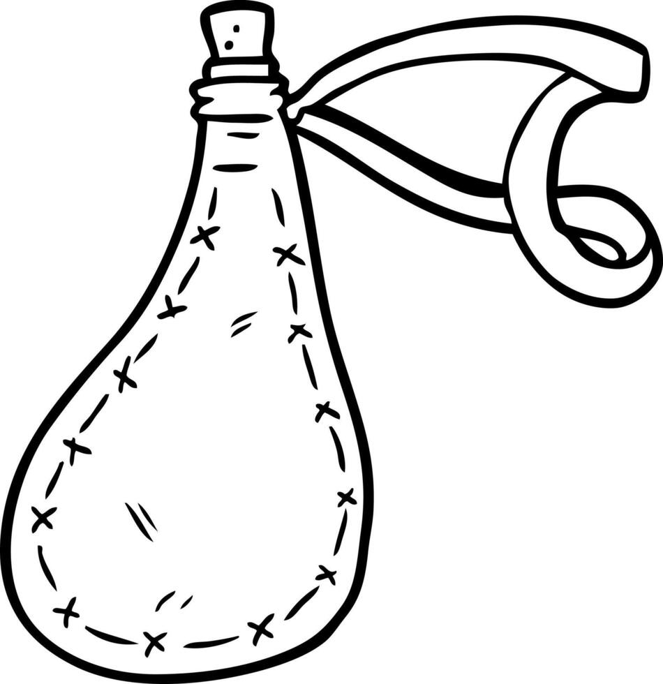 line drawing of a old water flask vector