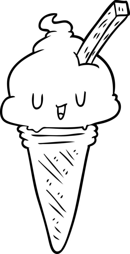 cute line drawing of a ice cream vector