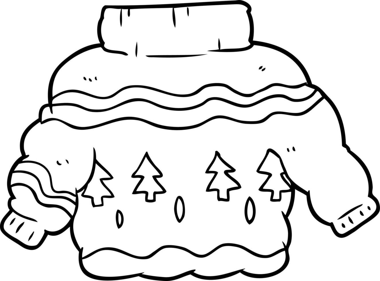 dibujo lineal de un vergonzoso jersey navideño vector