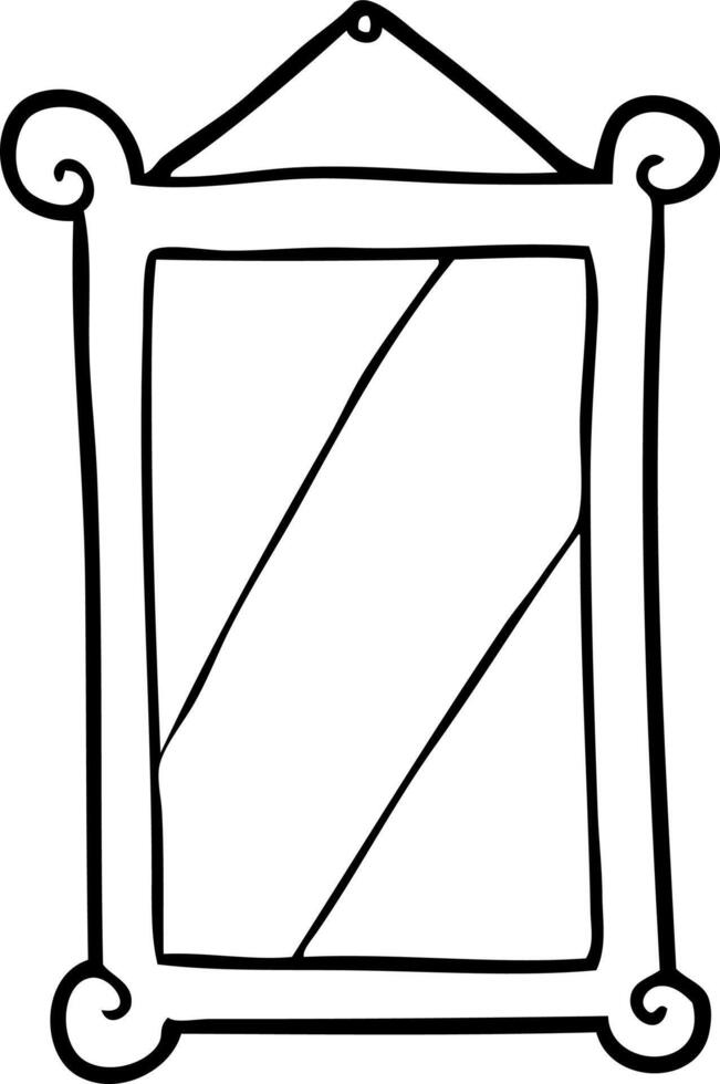 line drawing of a framed old mirror vector