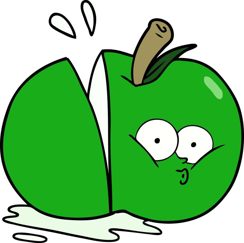 cartoon sliced apple vector