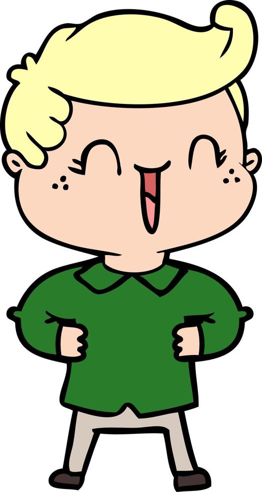 cartoon laughing boy with hands on hips vector