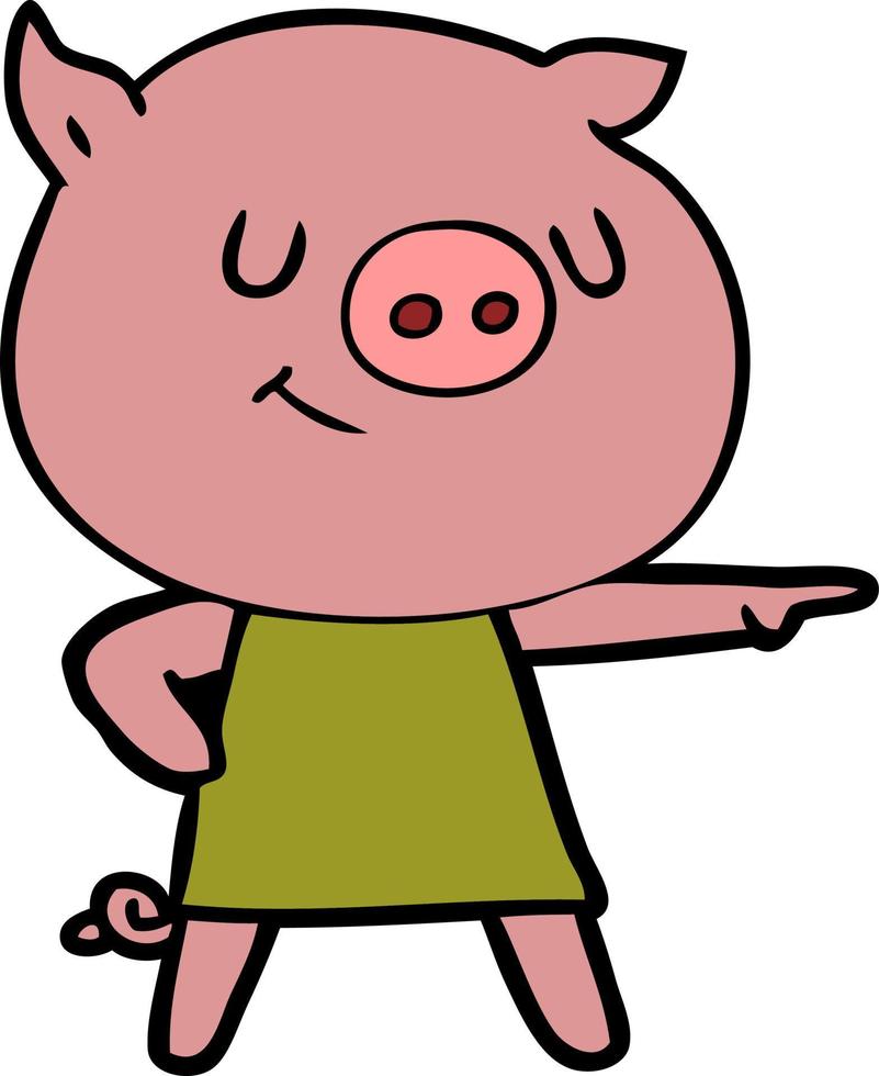 happy cartoon pig vector