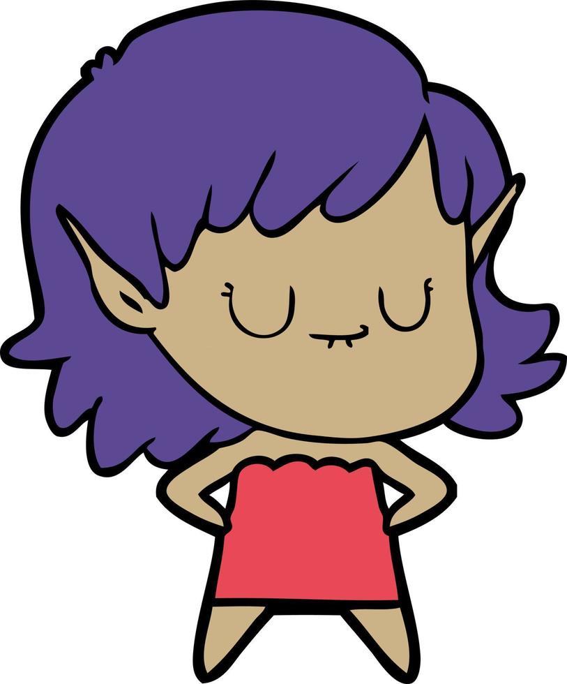 niña elfa feliz de dibujos animados vector