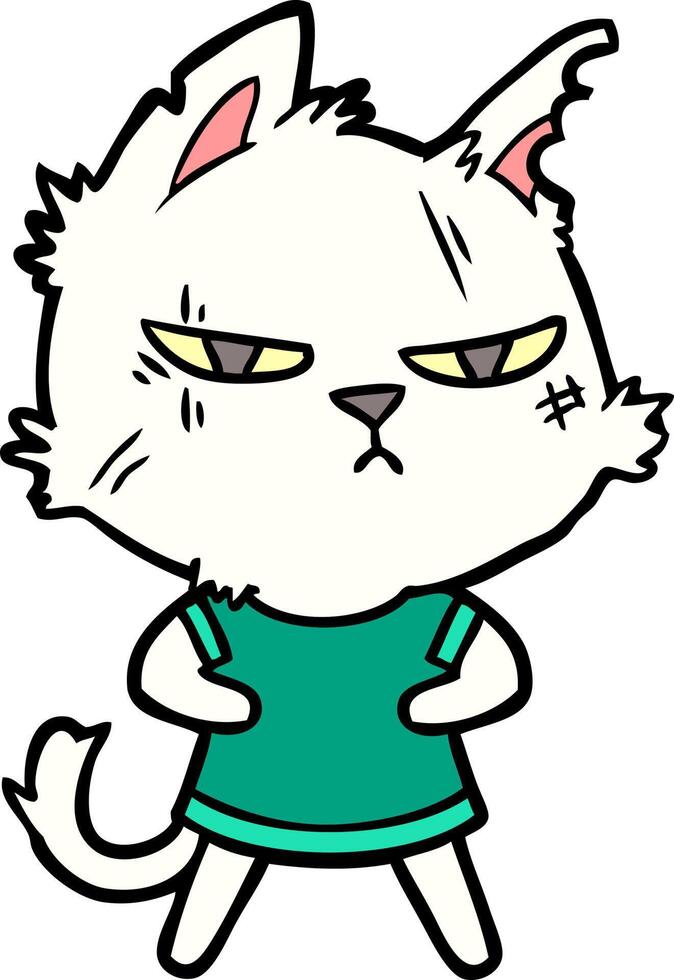 tough cartoon cat vector