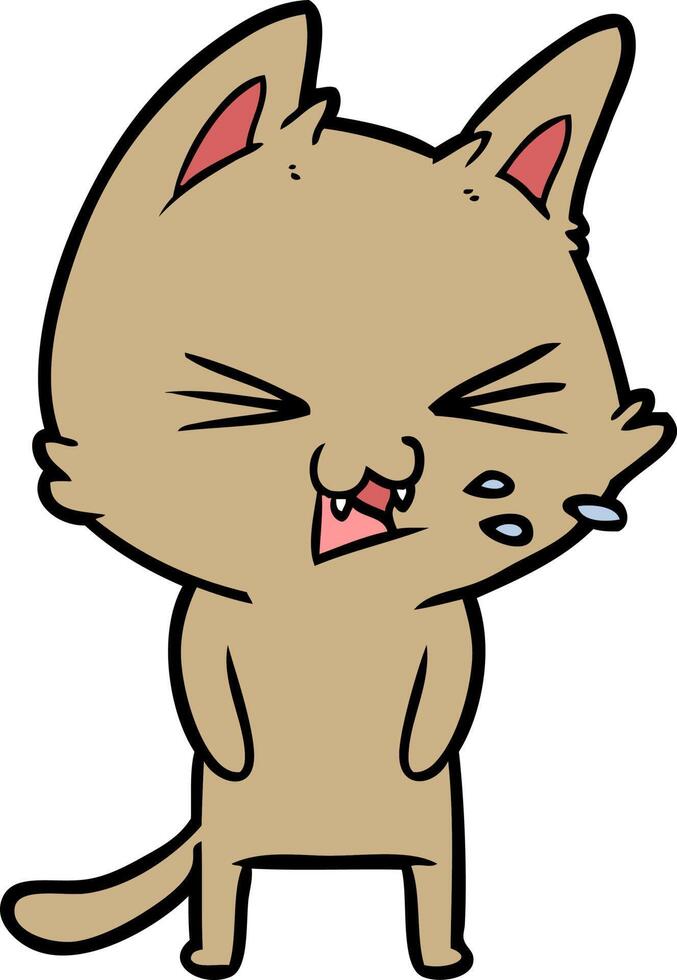 cartoon cat hissing vector