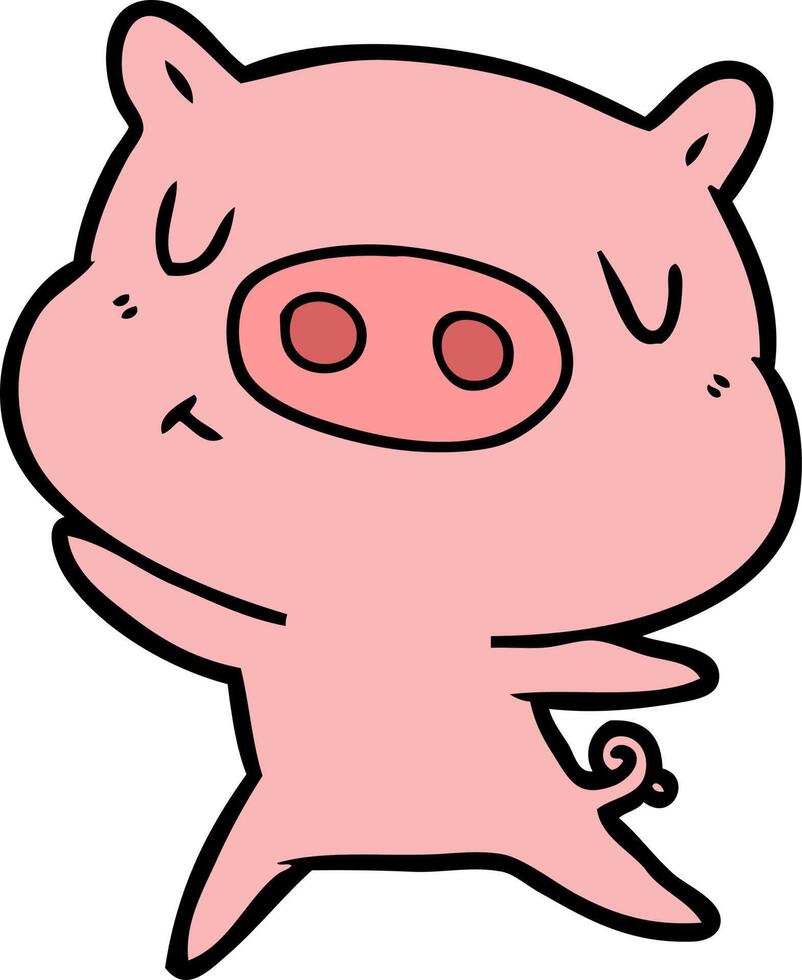 cartoon content pig vector