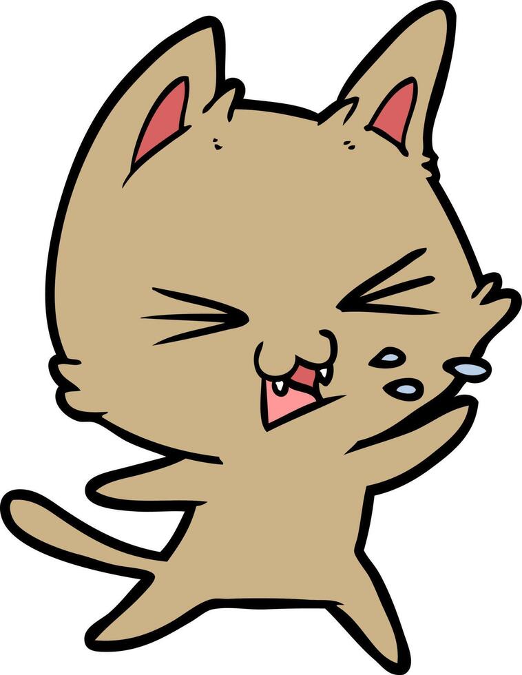 cartoon cat hissing vector