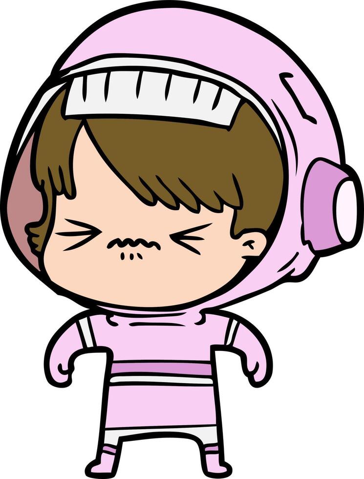 angry cartoon space girl vector