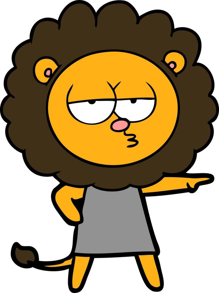 cartoon bored lion vector