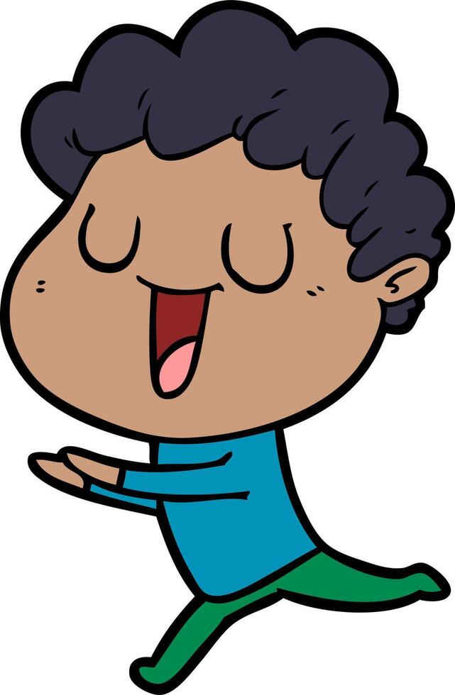 laughing cartoon man running vector
