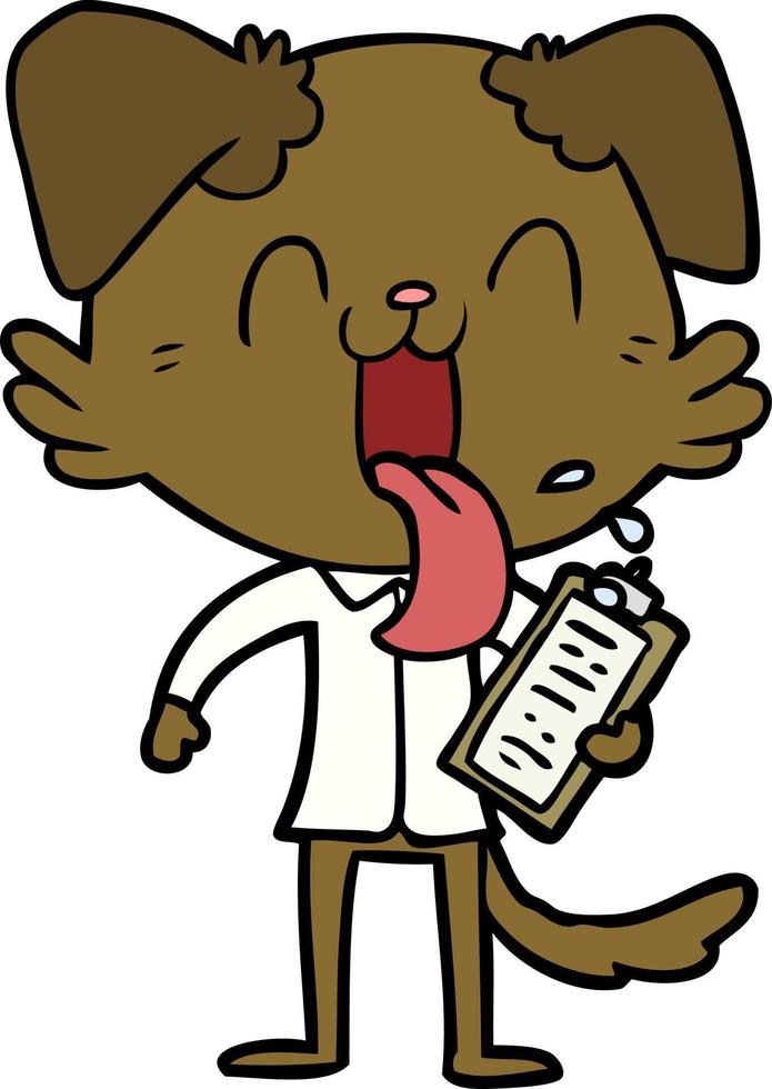 cartoon panting dog with clipboard vector
