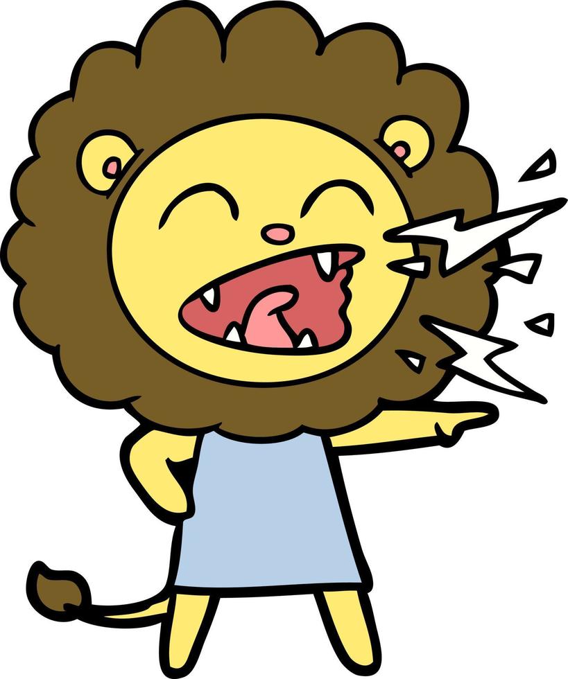 cartoon roaring lion girl vector