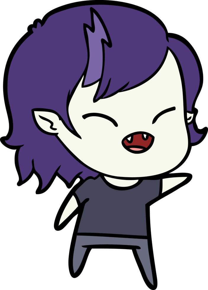 cartoon laughing vampire girl vector